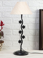 Off-White Cotton Zig Zag Star Table Lamp with Iron Base (AE01)